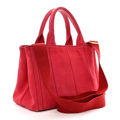 Prada Canapa Small Logo Tote Rosso 3 of 12