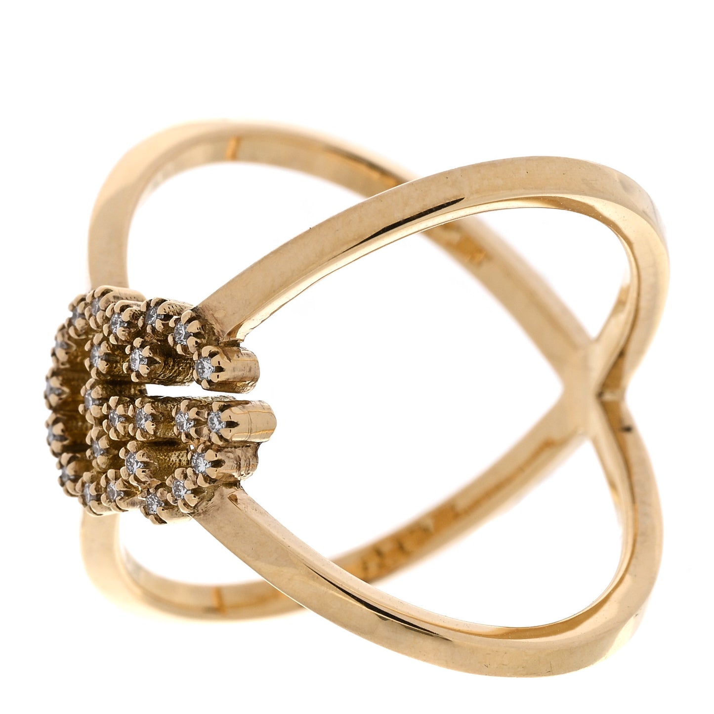 18K Yellow Gold Diamond Running G Cross Ring 53 6.5