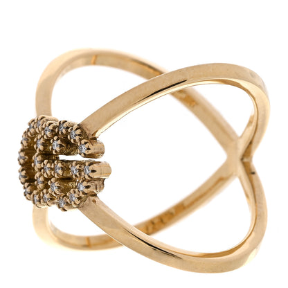 Gucci 18K Yellow Gold Diamond Running G Cross Ring 53 6.5 3 of 6