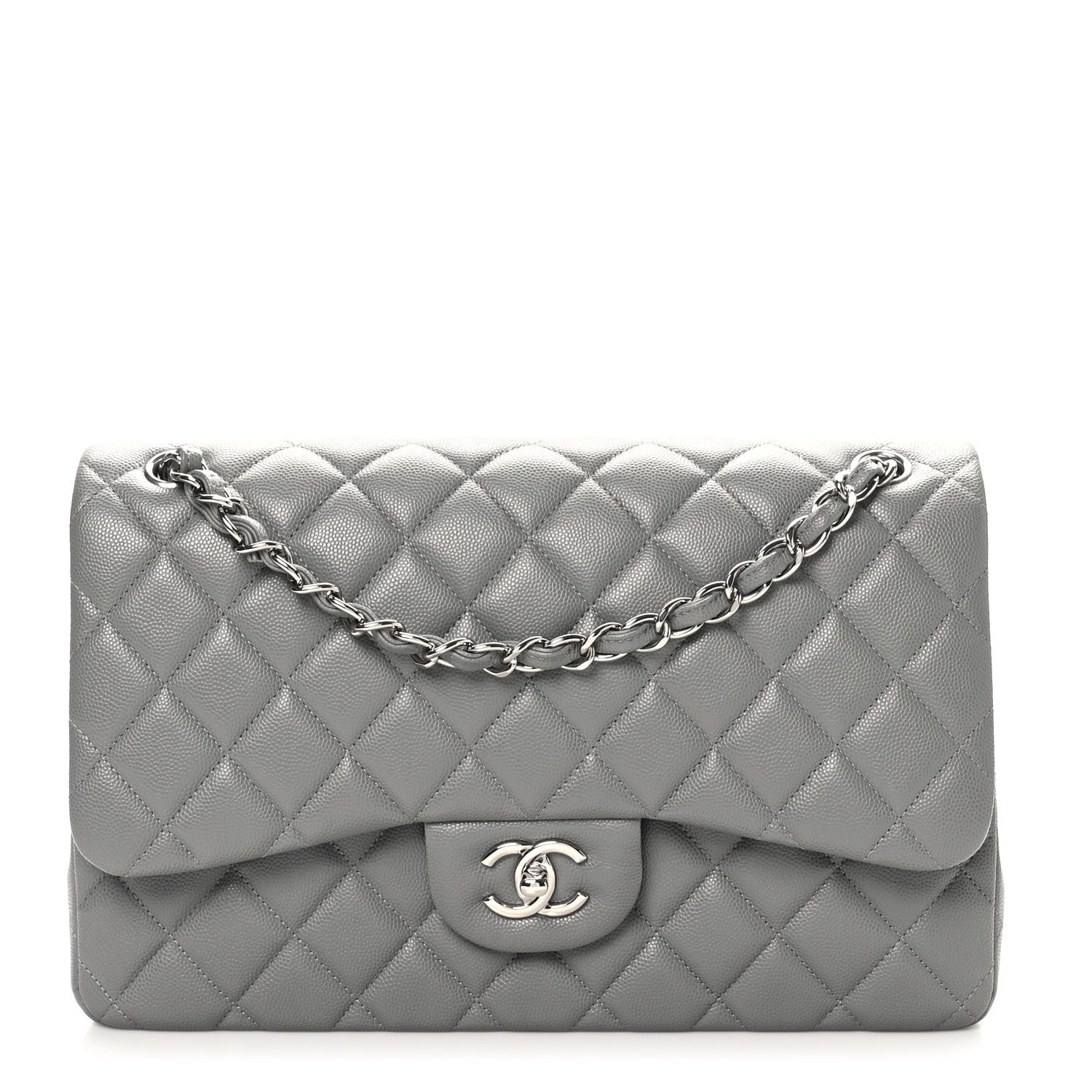 Chanel Caviar Quilted Jumbo Double Flap Dark Grey 1 of 11