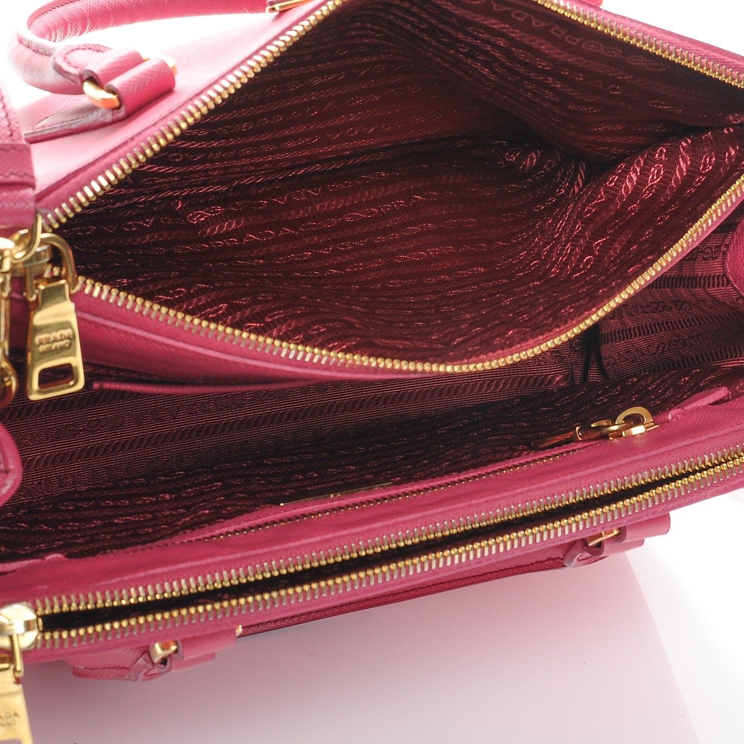Prada Saffiano Small Galleria Double Zip Tote Peonia 15 of 19