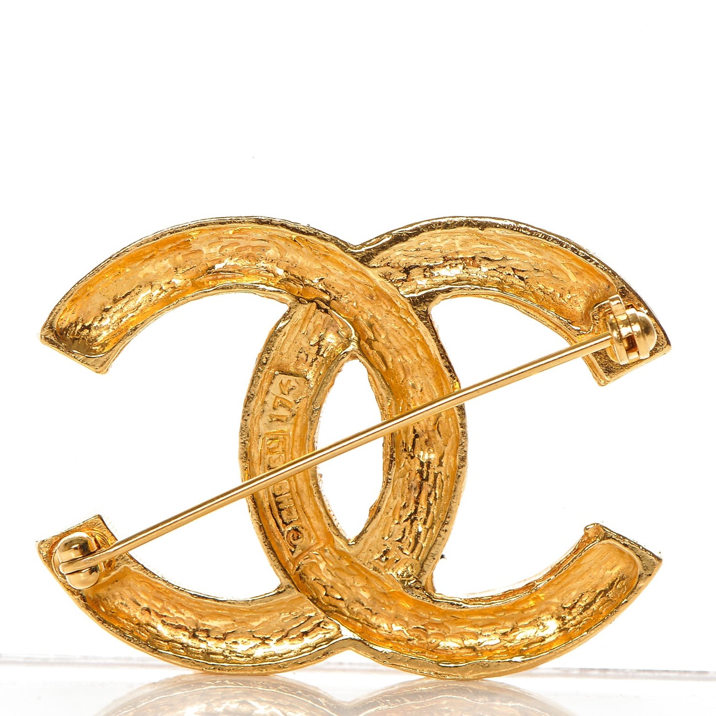 Crystal CC Brooch Gold