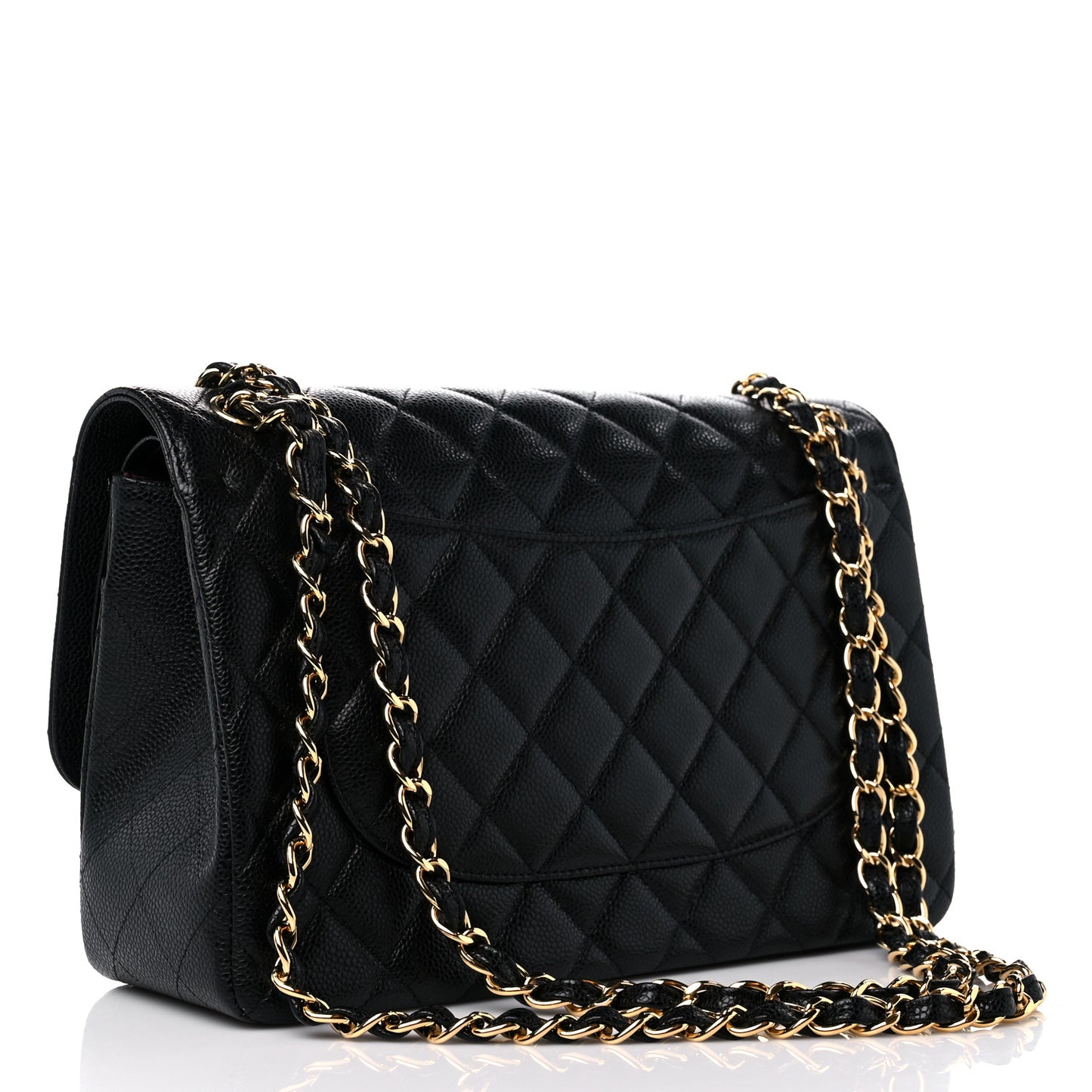 Caviar Quilted Jumbo Double Flap Black