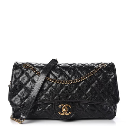 Chanel Crumpled Grained Calfskin Quilted Large Shiva Flap Black 1 of 9