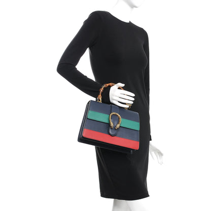 Gucci Moon Calfskin Bamboo Web Medium Dionysus Top Handle Bag Blue Emerald Hibiscus Red 3 of 14