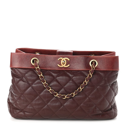 Chanel Calfskin Quilted Medium Soft Elegance Tote Burgundy 1 of 19