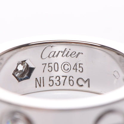 Cartier 18K White Gold 3 Diamond 5.5mm LOVE Ring 45 3.25 4 of 4
