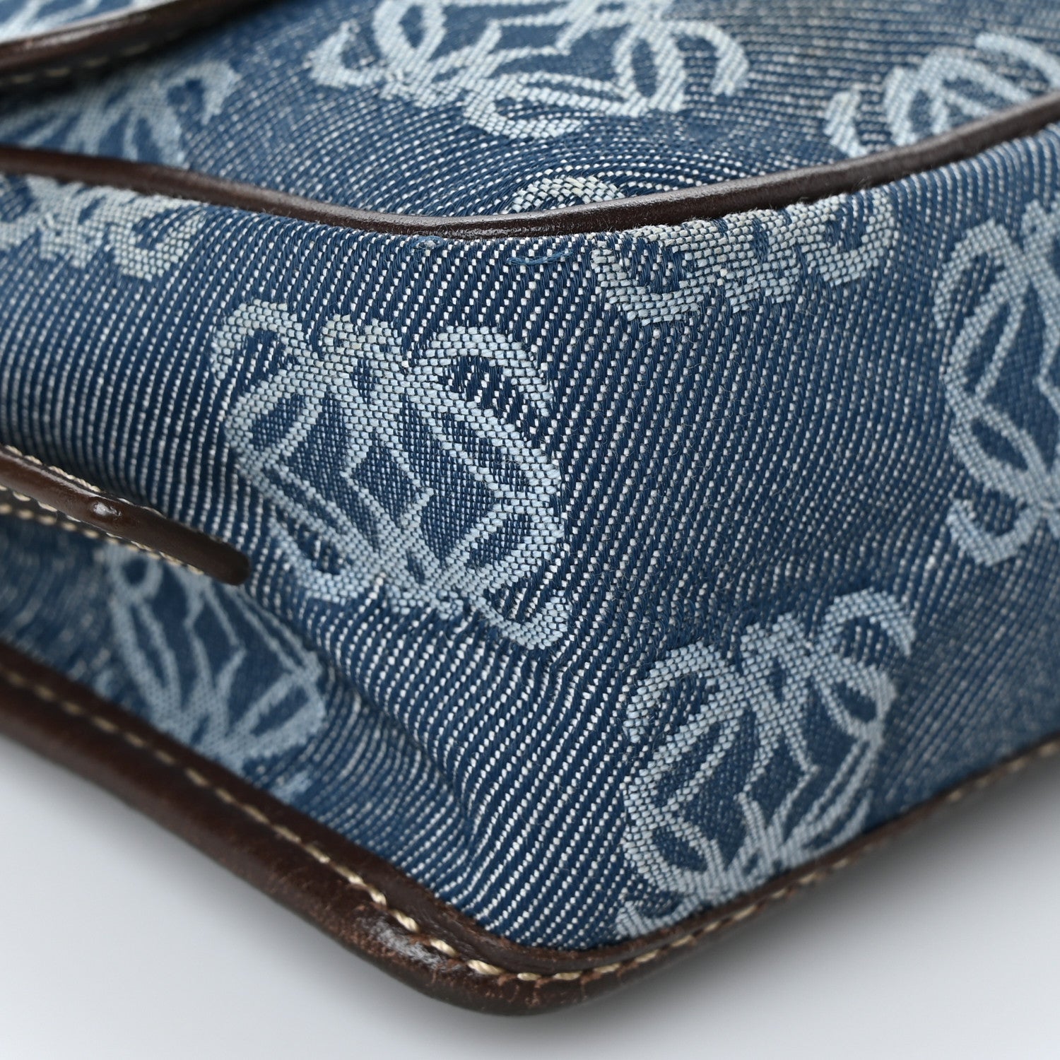 Loewe Canvas Denim Calfskin Anagram Crossbody Bag Blue Multicolor 6 of 7