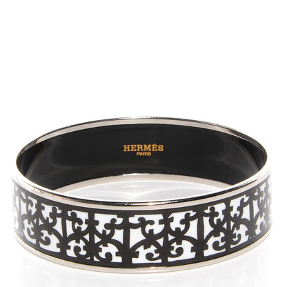 Hermes Enamel Printed Wide Balcons du Guadalquivir Bracelet 70 Black 3 of 5