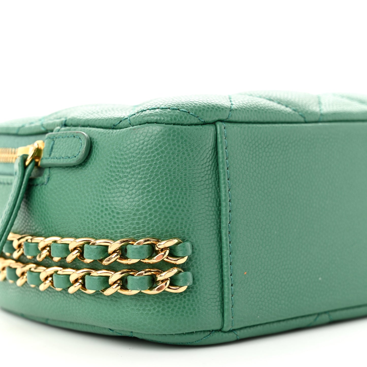 Caviar Quilted Mini CC You Camera Case Dark Green