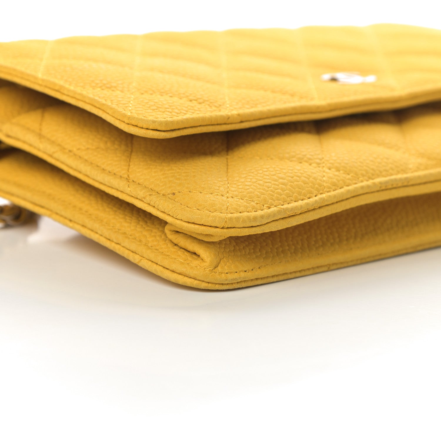 Chanel Iridescent Caviar Quilted Wallet on Chain WOC Yellow 10 of 14