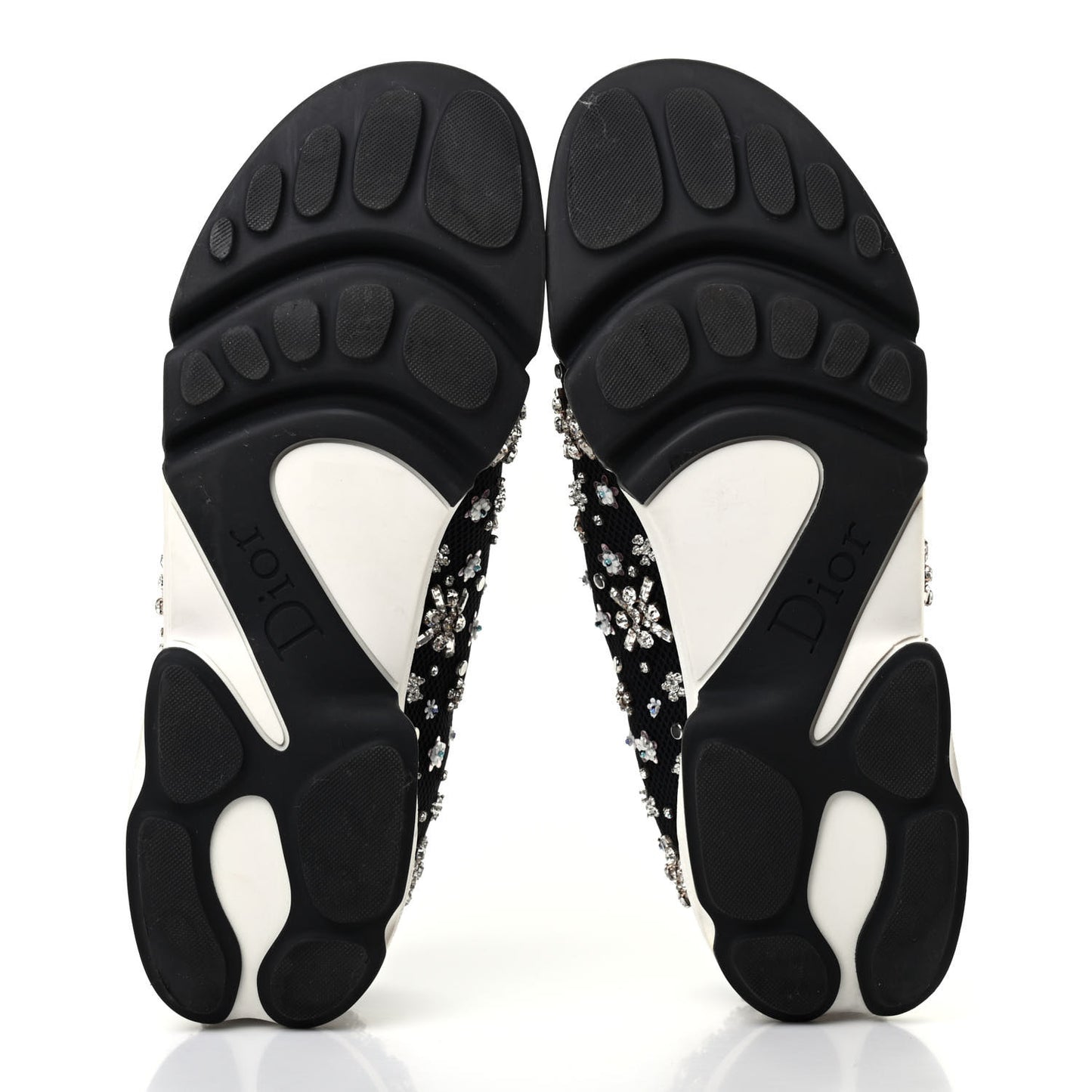 Technical Canvas Embellished Dior Fusion Sneakers 38.5 Black White