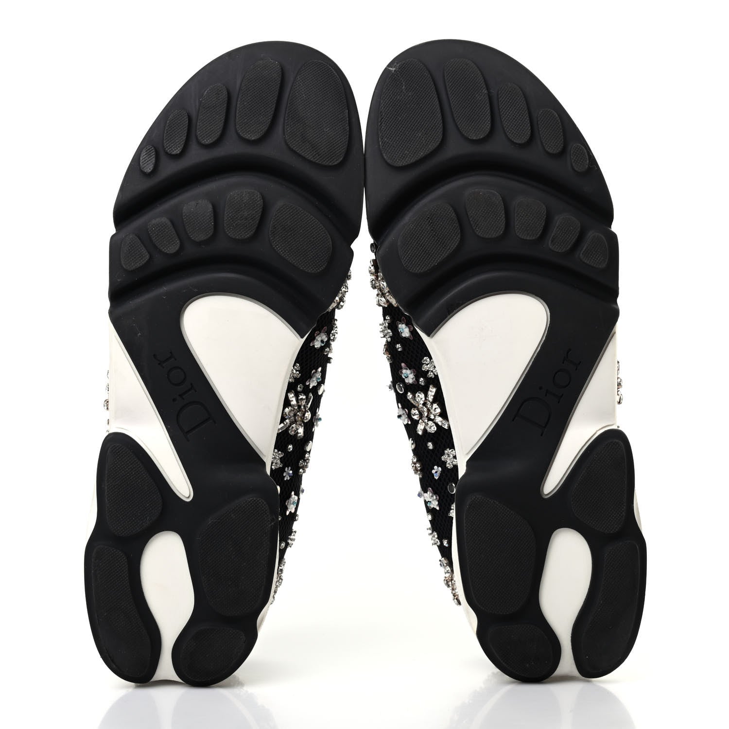 Christian Dior Technical Canvas Embellished Dior Fusion Sneakers 38.5 Black White 5 of 7