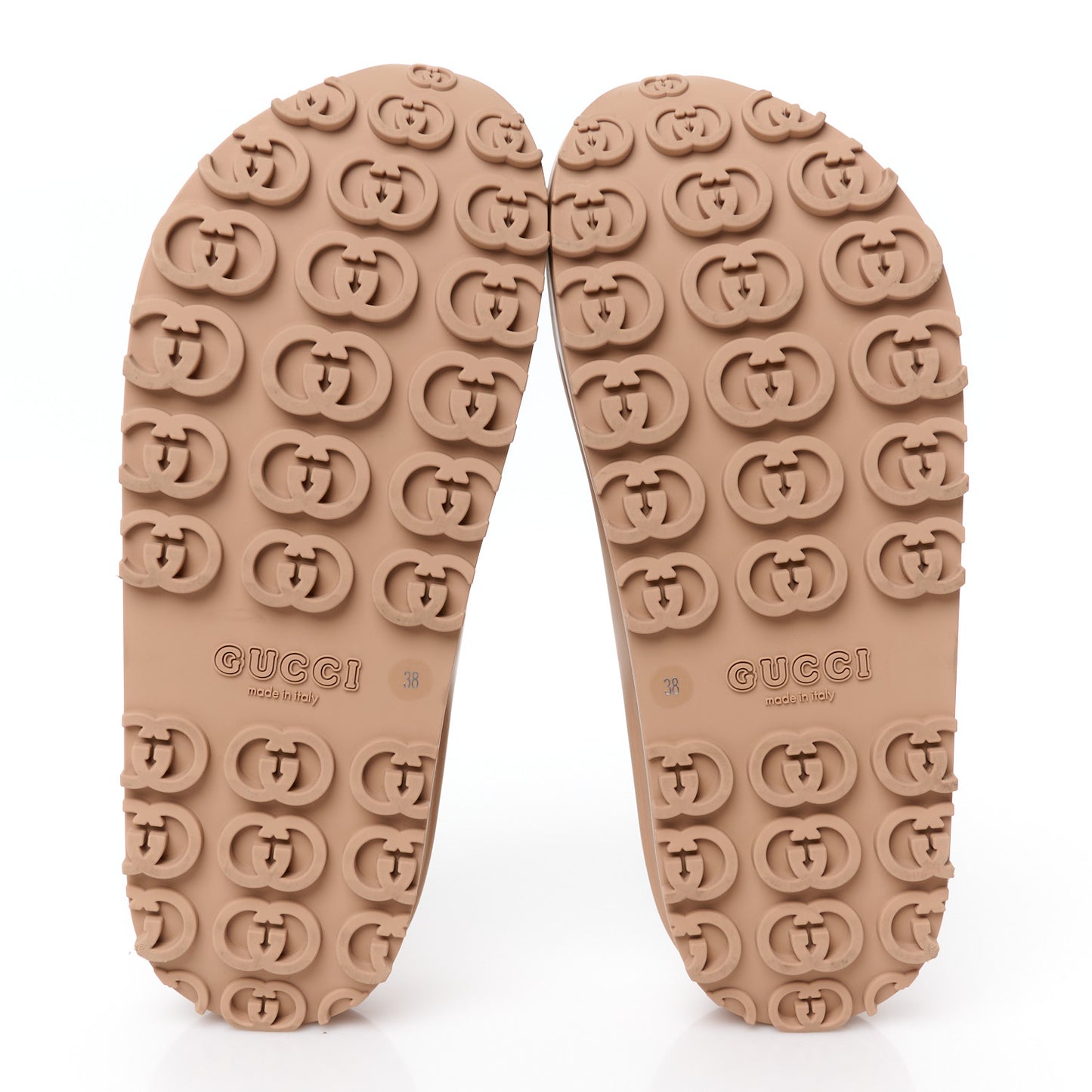 Soft Rubber Womens Interlocking G Platform 42mm Slide Sandals 38 Vintage Camel