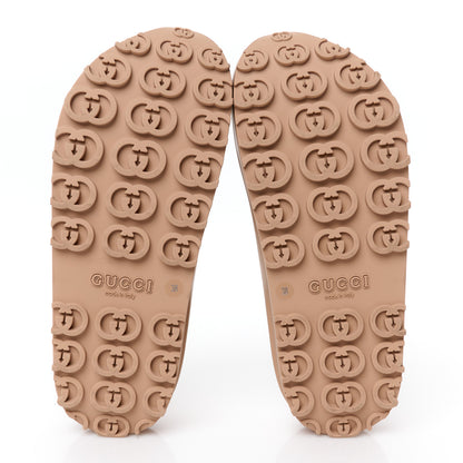 Gucci Soft Rubber Womens Interlocking G Platform 42mm Slide Sandals 38 Vintage Camel 6 of 11