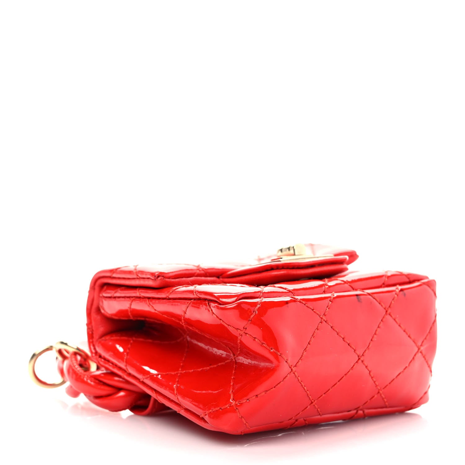 Chanel Patent Quilted 2.55 Ankle Wrist Bag Red 4 of 9