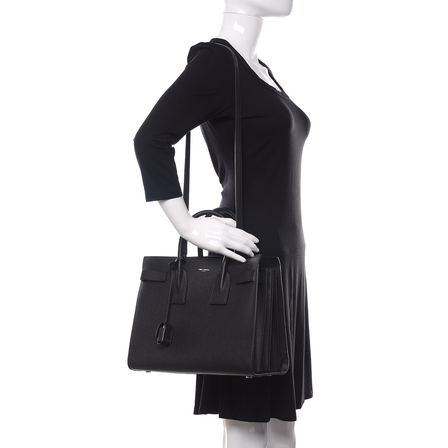 Saint Laurent Grained Calfskin Small Sac De Jour Black 2 of 9