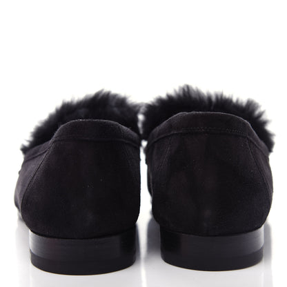 Hermes Mink Fur Suede Goatskin Paris Loafers 36.5 Black 7 of 11