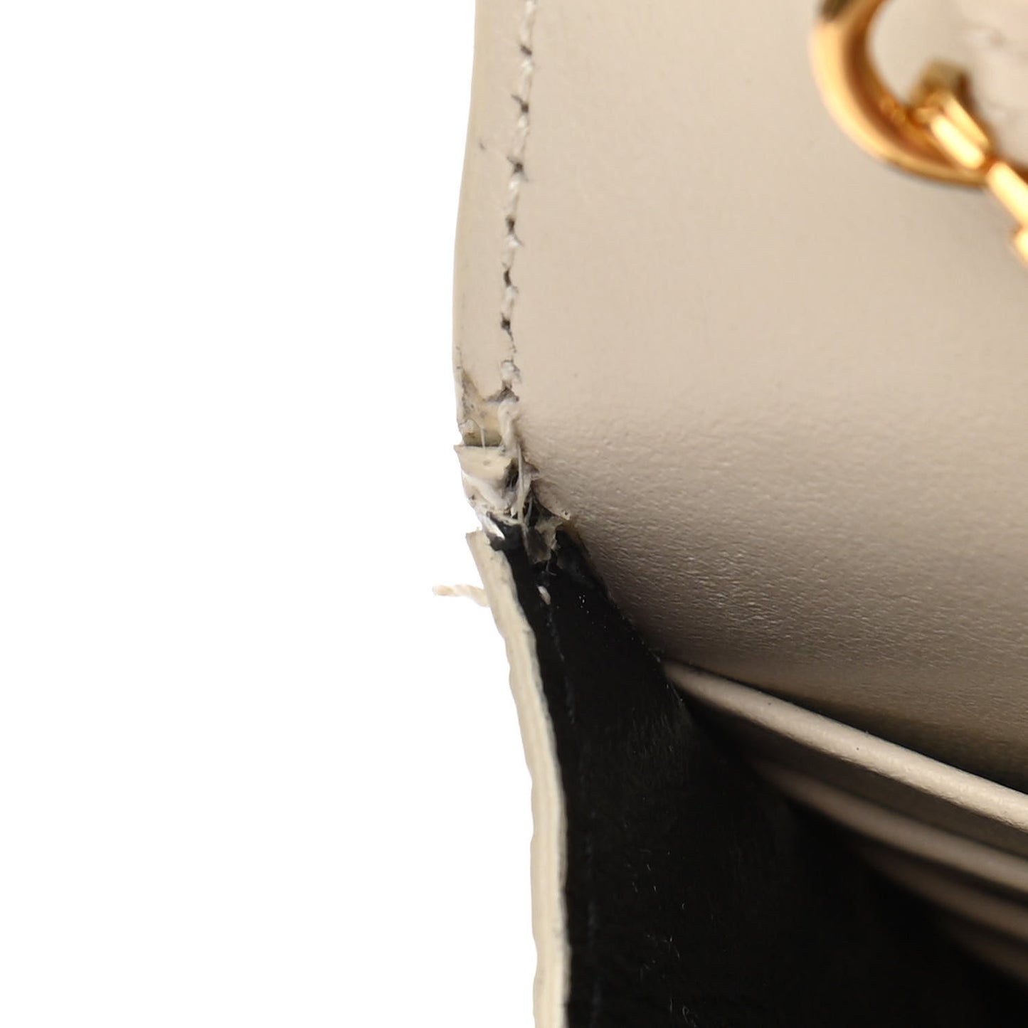 Calfskin Crocodile Embossed Kate Monogram Tassel Chain Wallet Vintage White