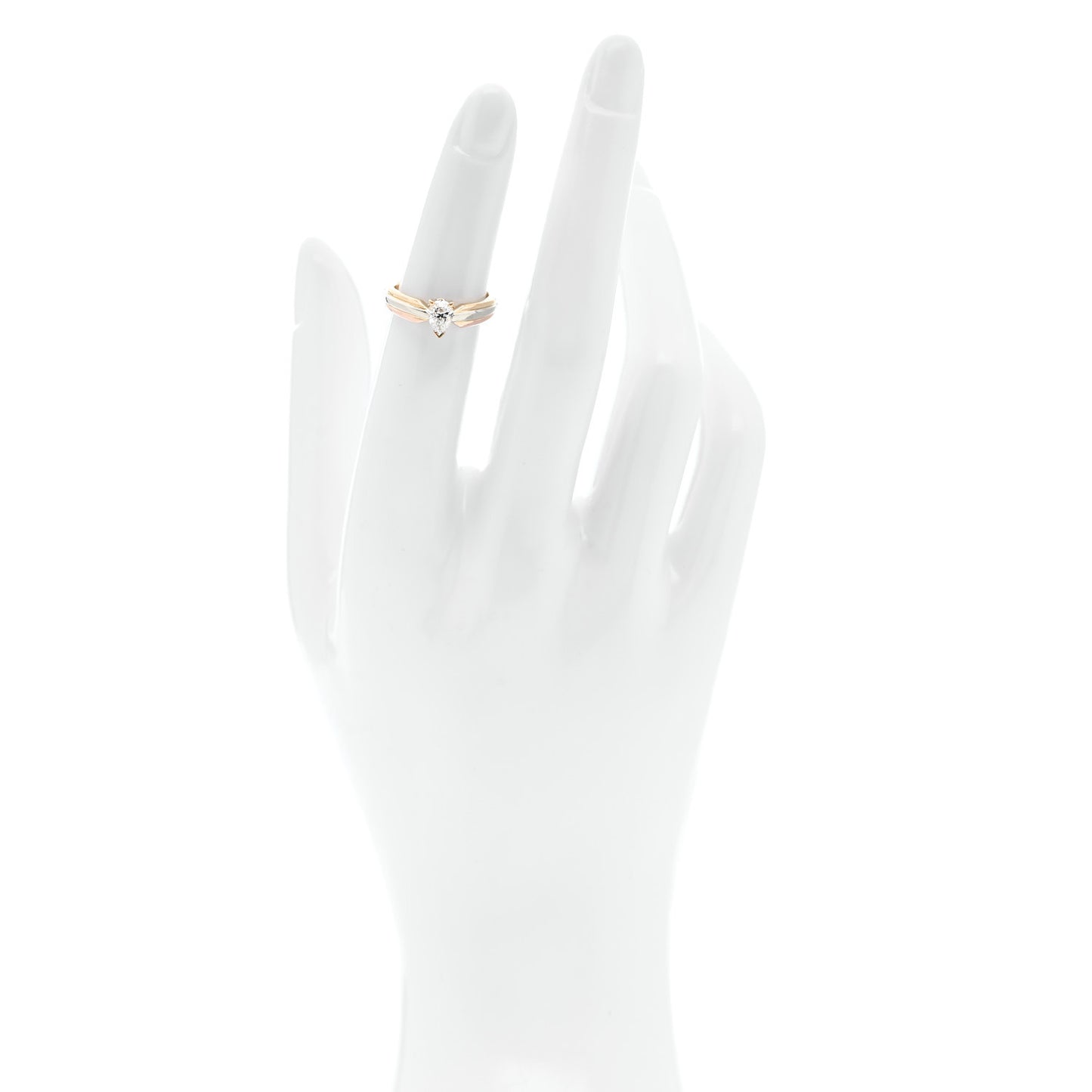 18K Pink Yellow White Gold Diamond .36ct Pear Cut Trinity Engagement Ring