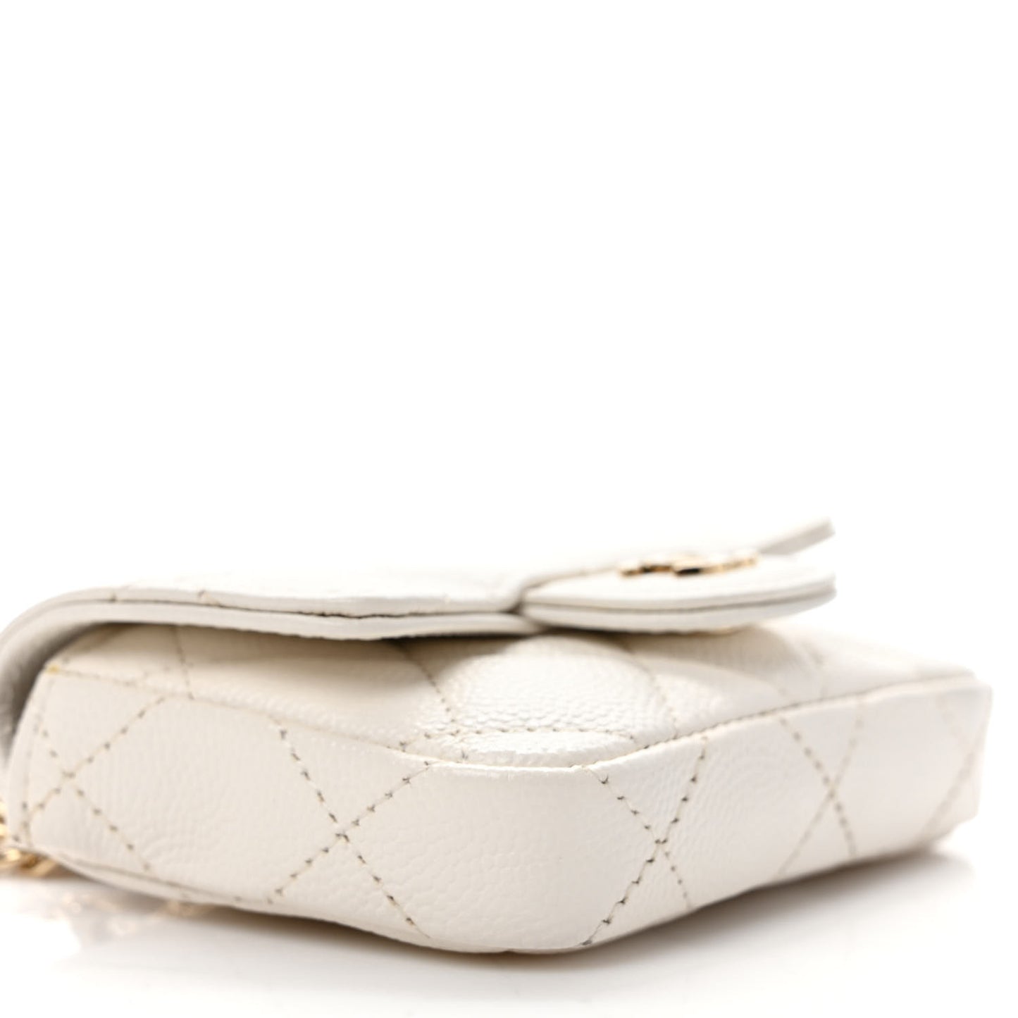 Caviar Quilted Mini Chain Belt Bag White