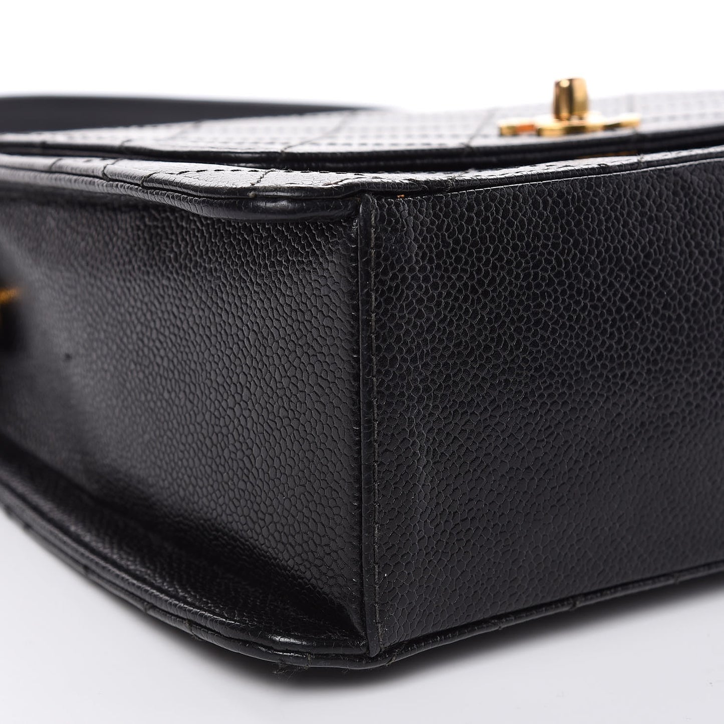 Caviar Quilted Flap Shoulder Bag Black