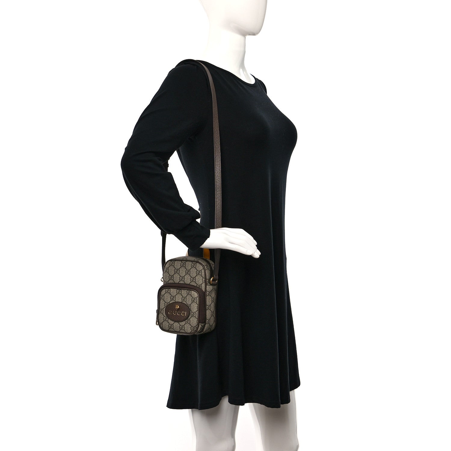 Gucci GG Supreme Monogram Mini Neo Vintage Double Zip Messenger Bag Beige New Acero Crop 3 of 9