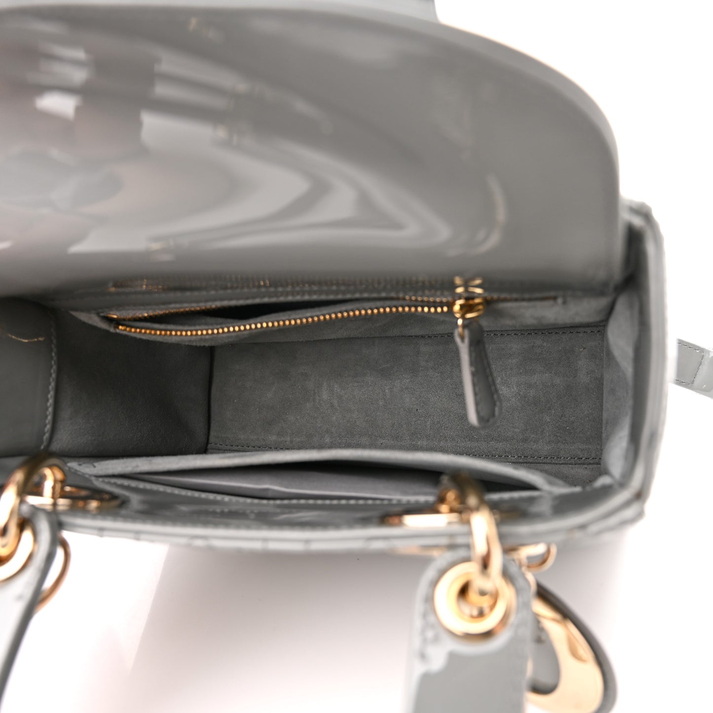 Patent Cannage Small Lady Dior Grey