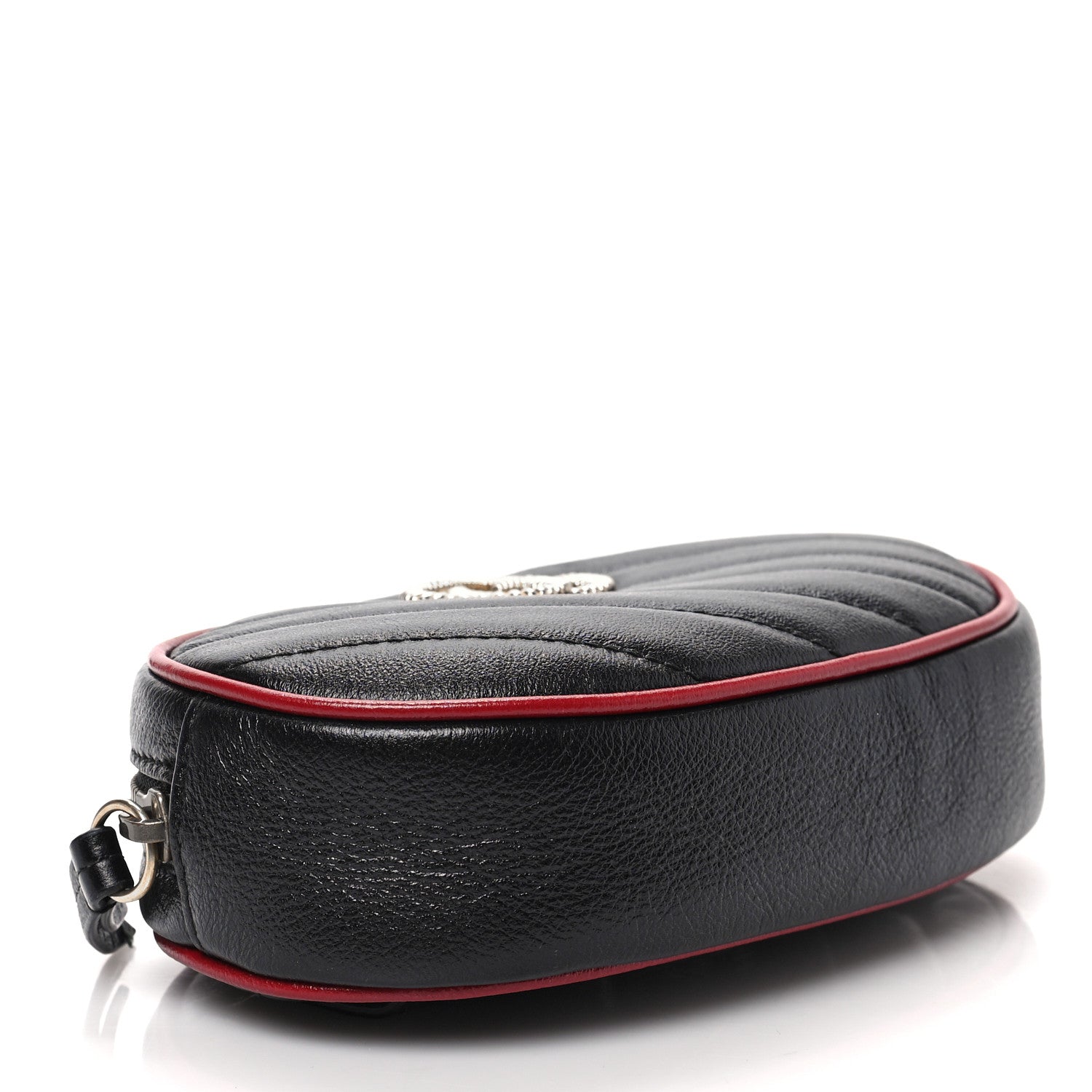 Gucci Azalea Calfskin Matelasse Diagonal Torchon GG Marmont Belt Bag 85 34 Black Romantic Cerise 4 of 8