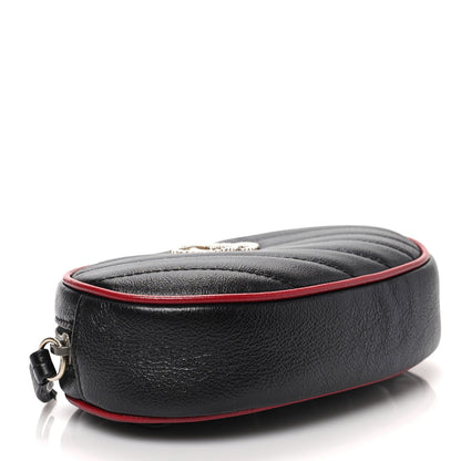 Gucci Azalea Calfskin Matelasse Diagonal Torchon GG Marmont Belt Bag 85 34 Black Romantic Cerise 4 of 8