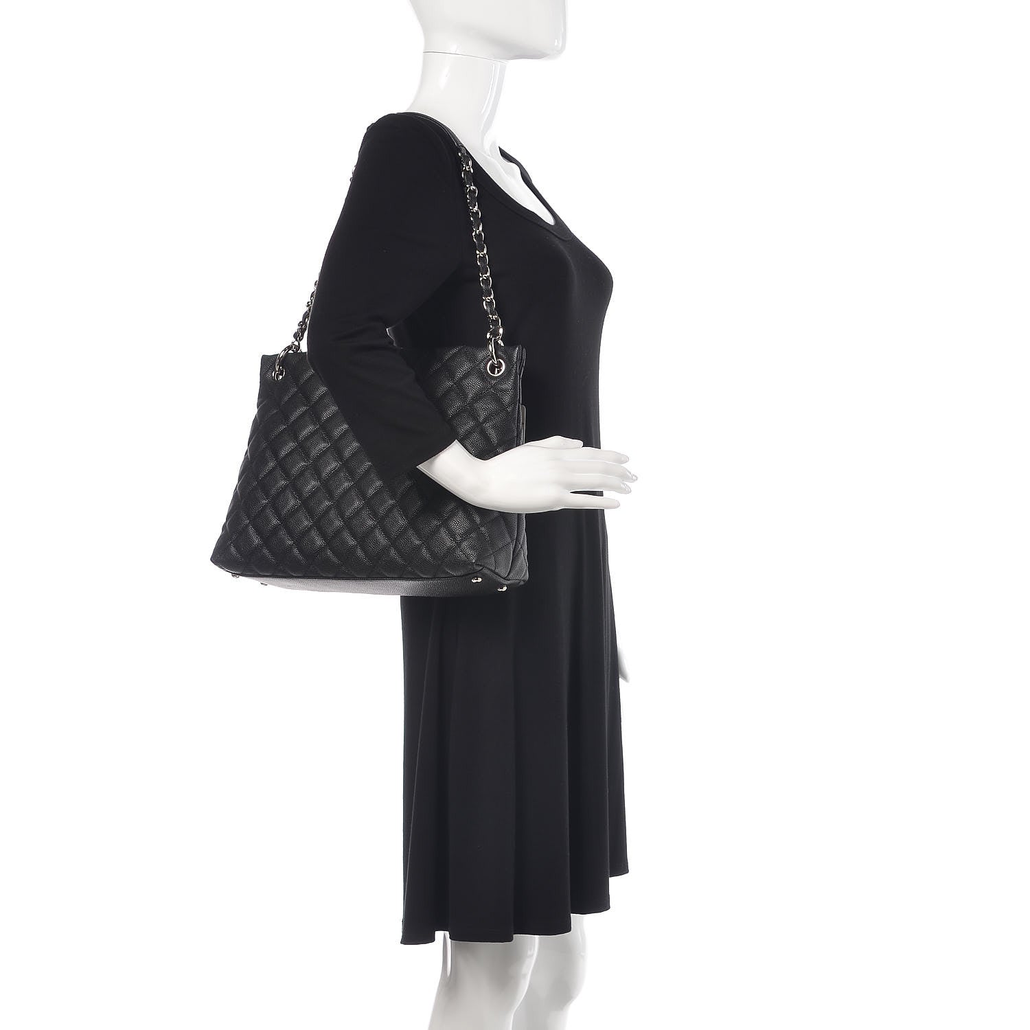 Chanel Caviar Quilted CC Shopping Tote Black 2 of 10