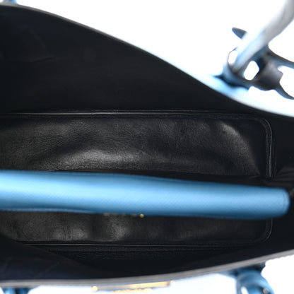 Prada Saffiano Cuir Bi-Color Medium Double Bag Mare Baltico 6 of 9