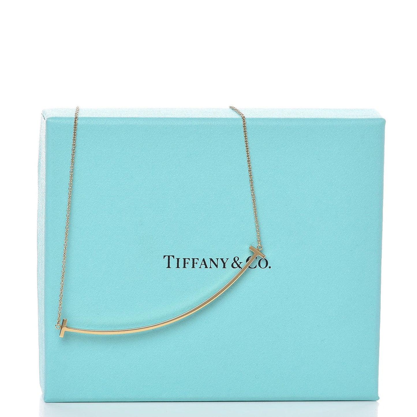 18K Yellow Gold Large T Smile Pendant Necklace
