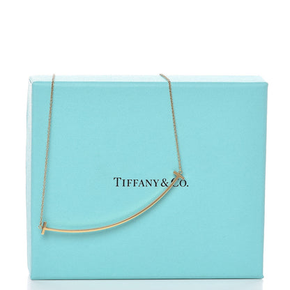 Tiffany 18K Yellow Gold Large T Smile Pendant Necklace 6 of 6