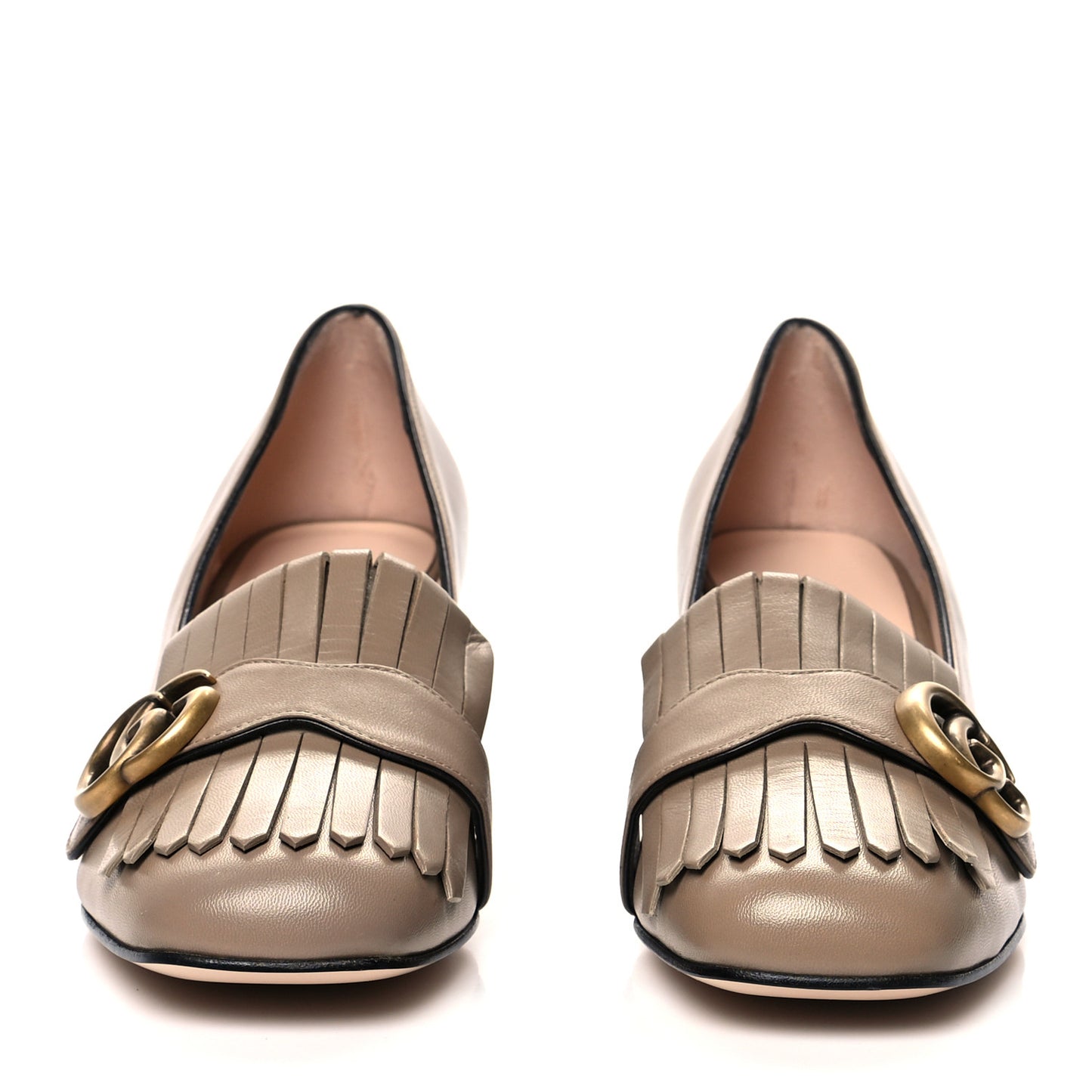 Malaga Kid GG Marmont Fringe 50mm Loafer Pumps 37.5 Porcelain Rose