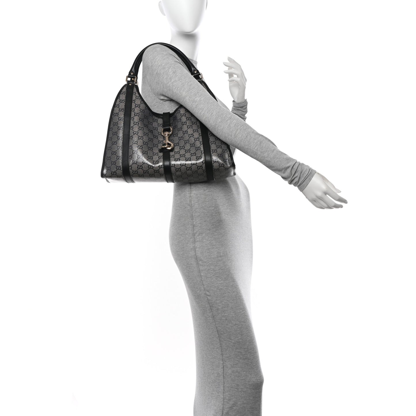 Crystal Monogram Medium Joy Shoulder Bag Black