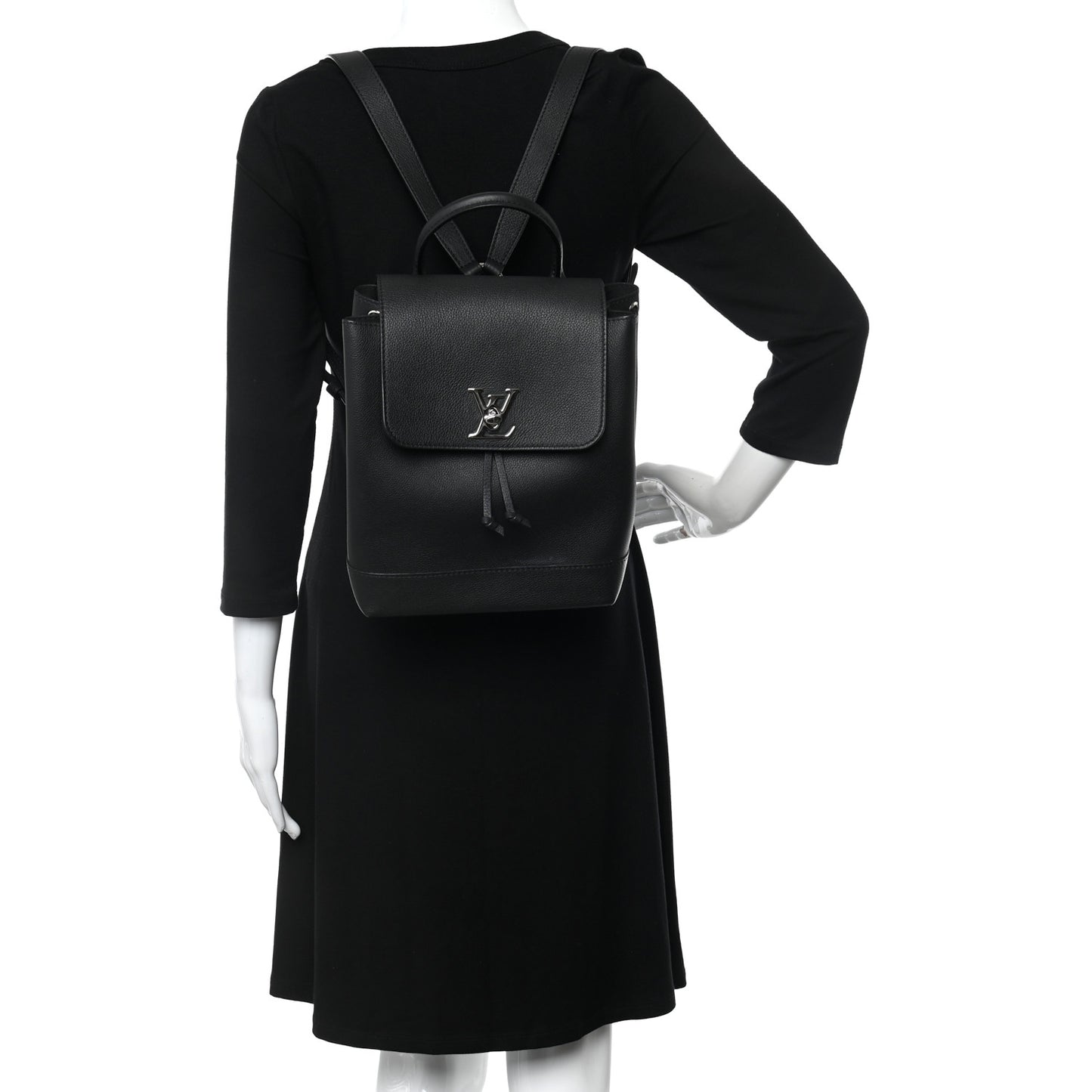 Calfskin Lockme Backpack Black