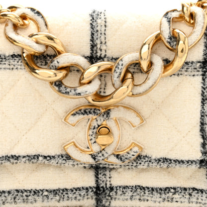 Chanel Wool Tweed Quilted Small Elegant Chain Flap White 8 of 11
