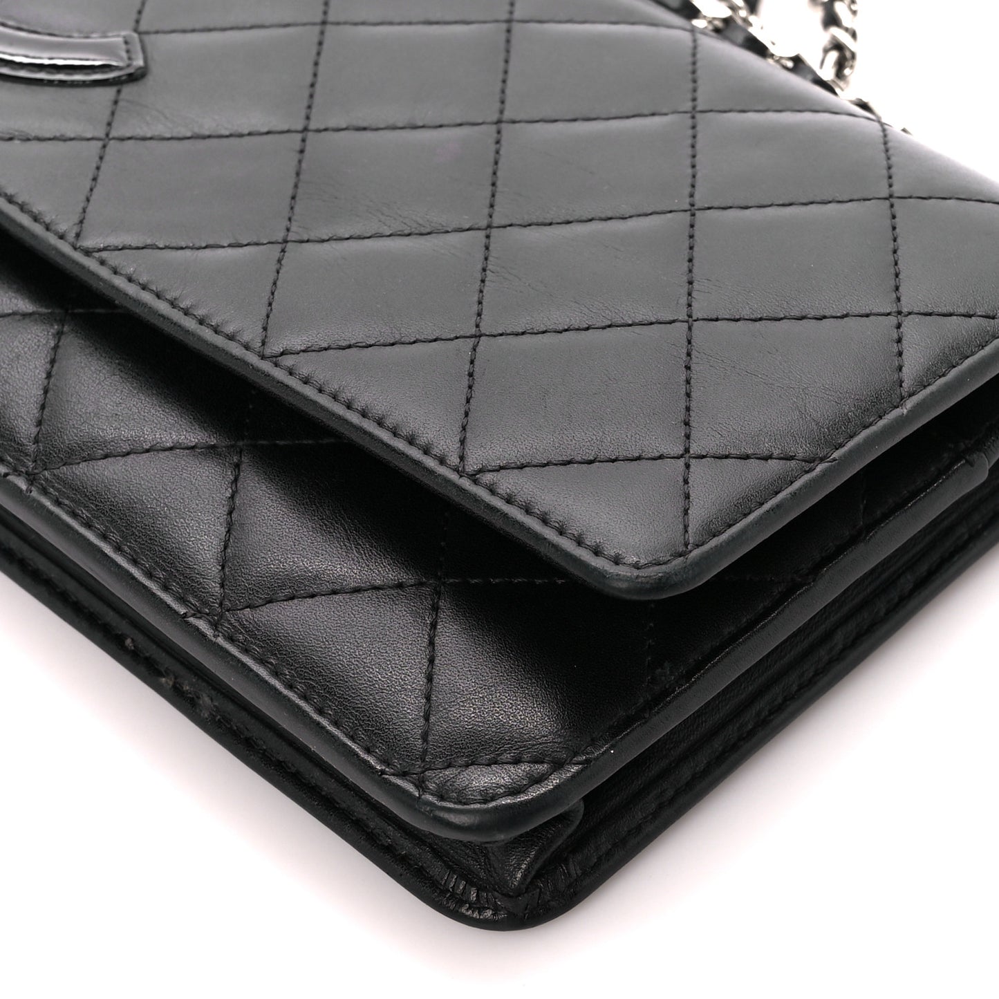 Calfskin Quilted Cambon Wallet on Chain WOC Black