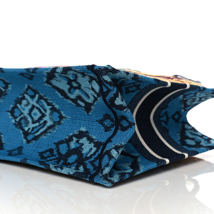 Christian Dior Canvas Embroidered Paisley Medium Book Tote Blue Multicolor 9 of 11
