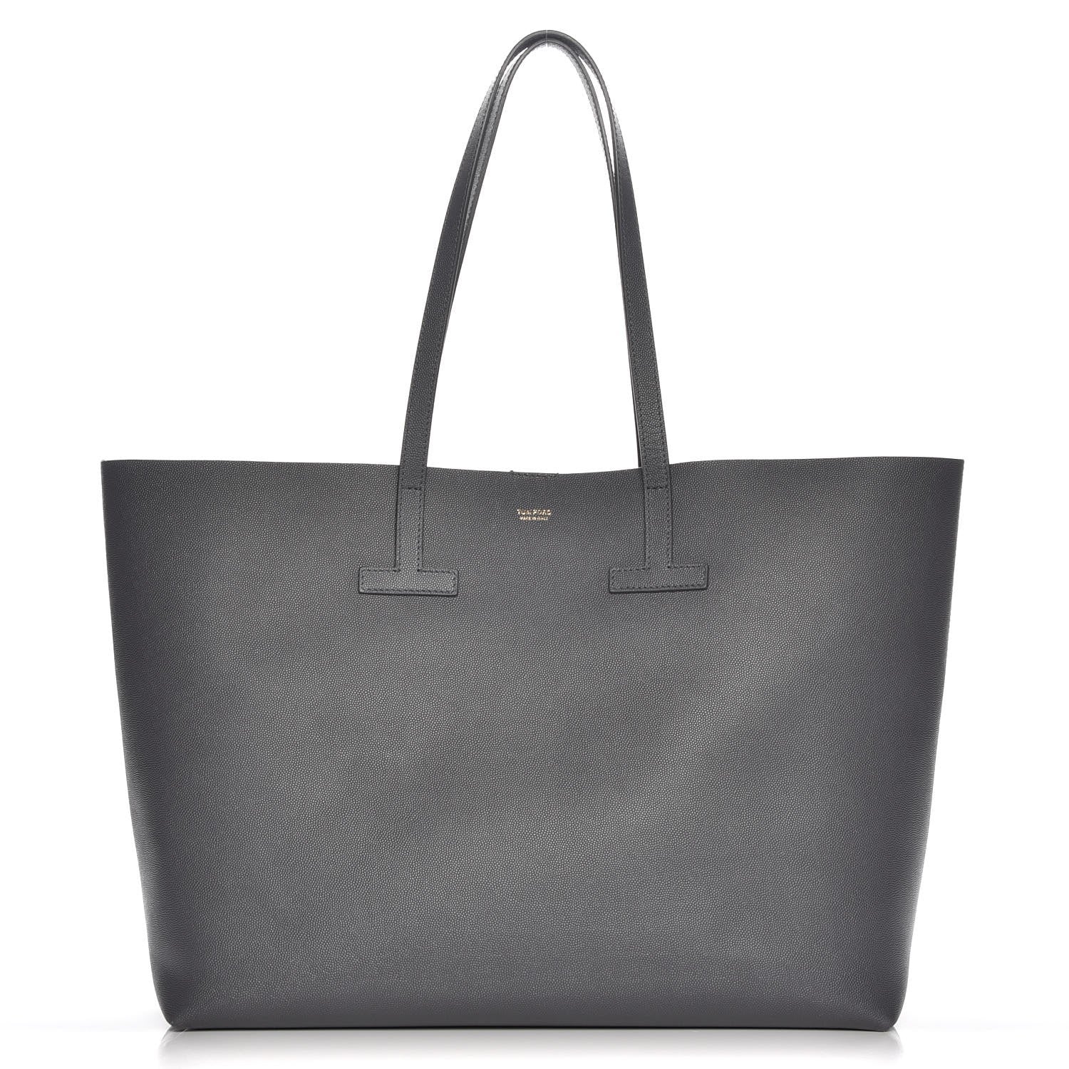 Tom Ford Grained Calfskin Large T Tote Light Grey 1 of 7