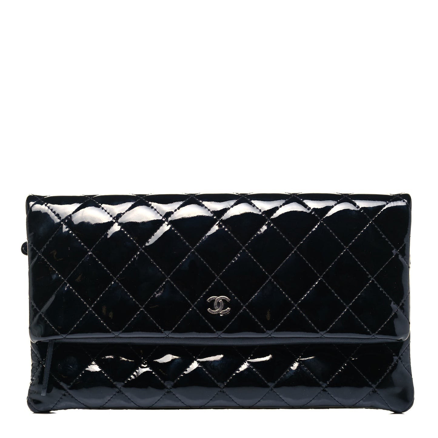 Patent Calfskin Quilted Beauty CC Clutch Black