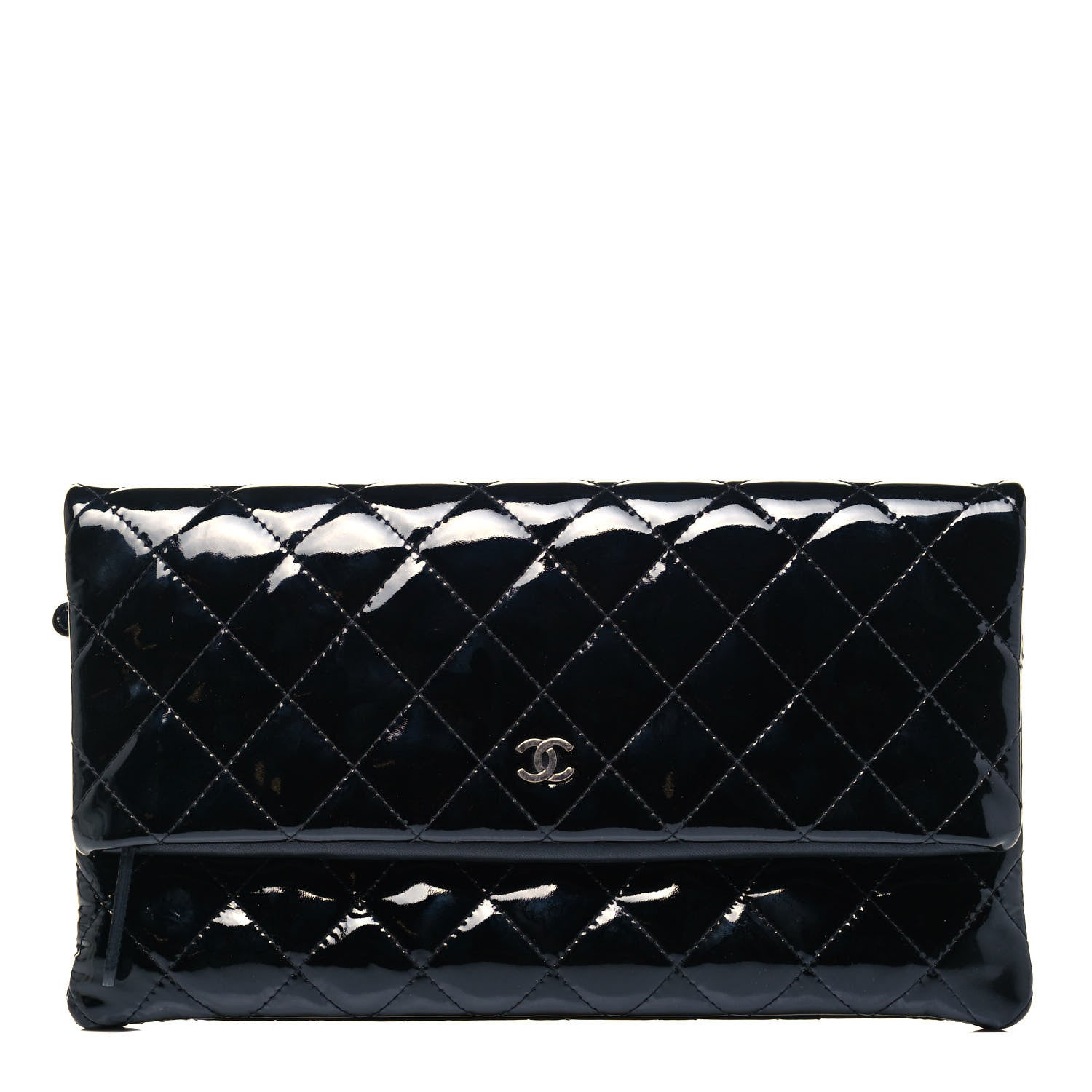 Chanel Patent Calfskin Quilted Beauty CC Clutch Black 1 of 7