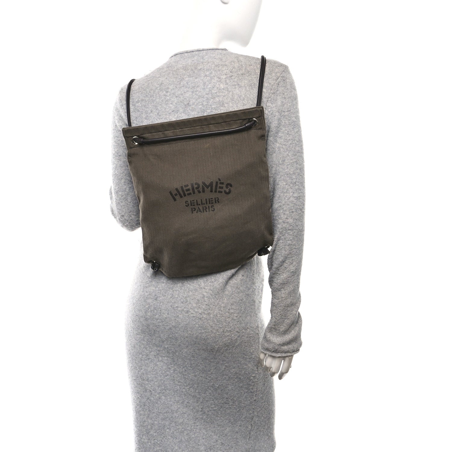 Hermes Herringbone Canvas Swift Maline Bag Kaki Ebene 2 of 10