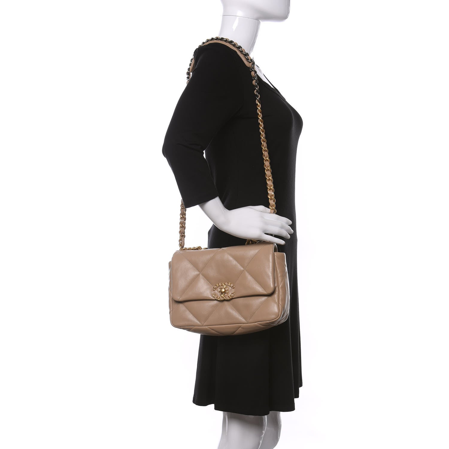 Chanel Lambskin Quilted Medium Chanel 19 Flap Dark Beige 2 of 11