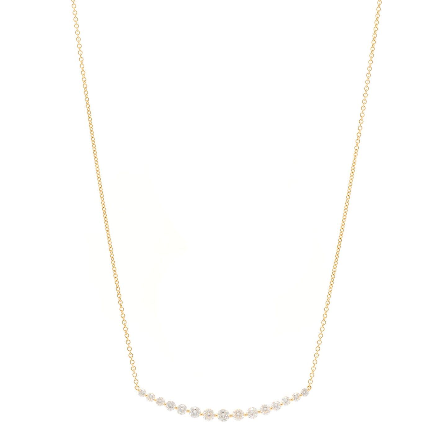 18K Yellow Gold Diamond Large Crescent Necklace