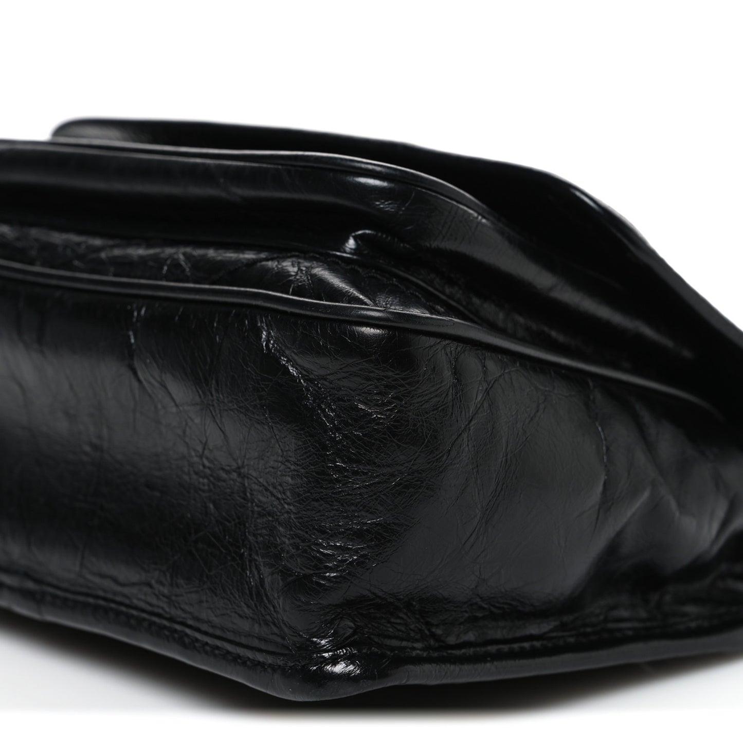 Crinkled Calfskin Matelasse Monogram Baby Niki Chain Satchel Black