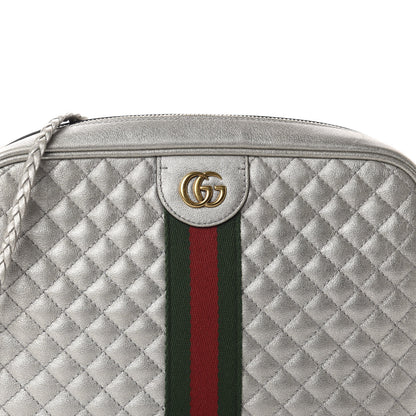 Gucci Laminated Nappa Web Trapuntata Small GG Shoulder Bag Argento 12 of 12