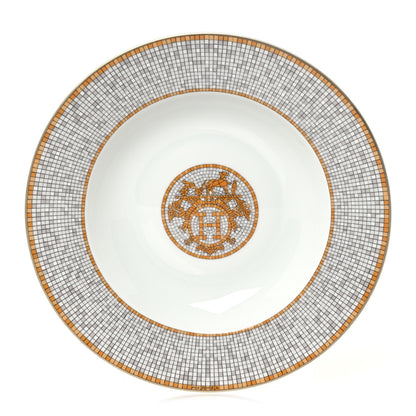 Hermes Porcelain Mosaique Au 24 Soup Bowl Gold 1 of 6