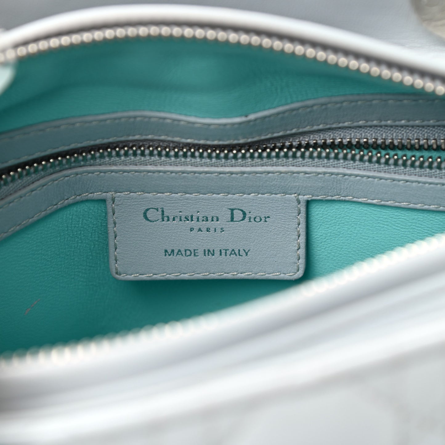 Lambskin Cannage Medium Bi-Color Lady Dior Grey Turquoise